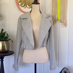 Shein light gray moto zip asymmetrical jacket